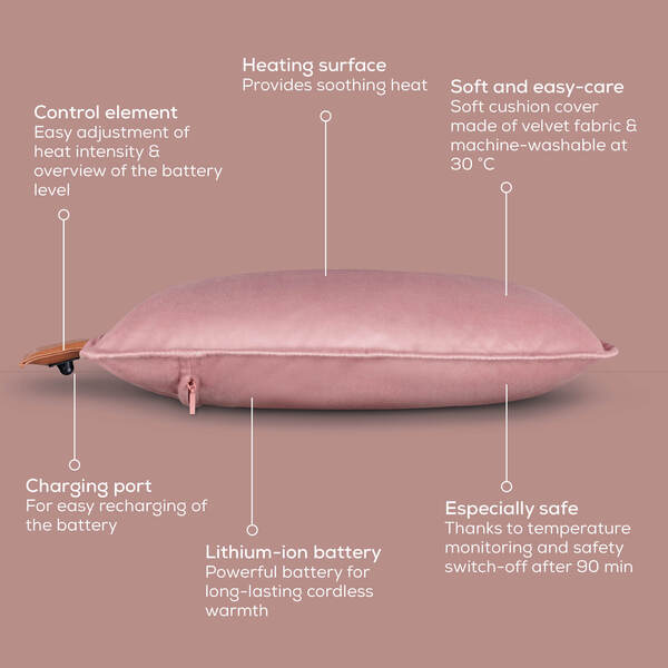 Beurer HK 77 Heaty Cordless Heating Pad - Blush-Rose