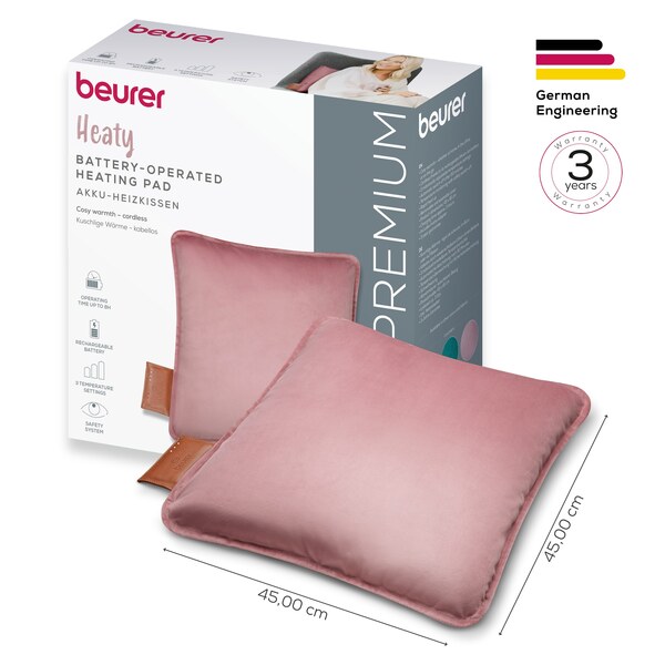 Beurer HK 77 Heaty Cordless Heating Pad - Blush-Rose