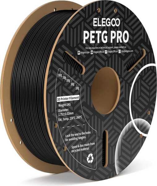 ELEGOO Pro PETG 1.75 mm, 1 kg -3D-tulostusfilamentti, musta