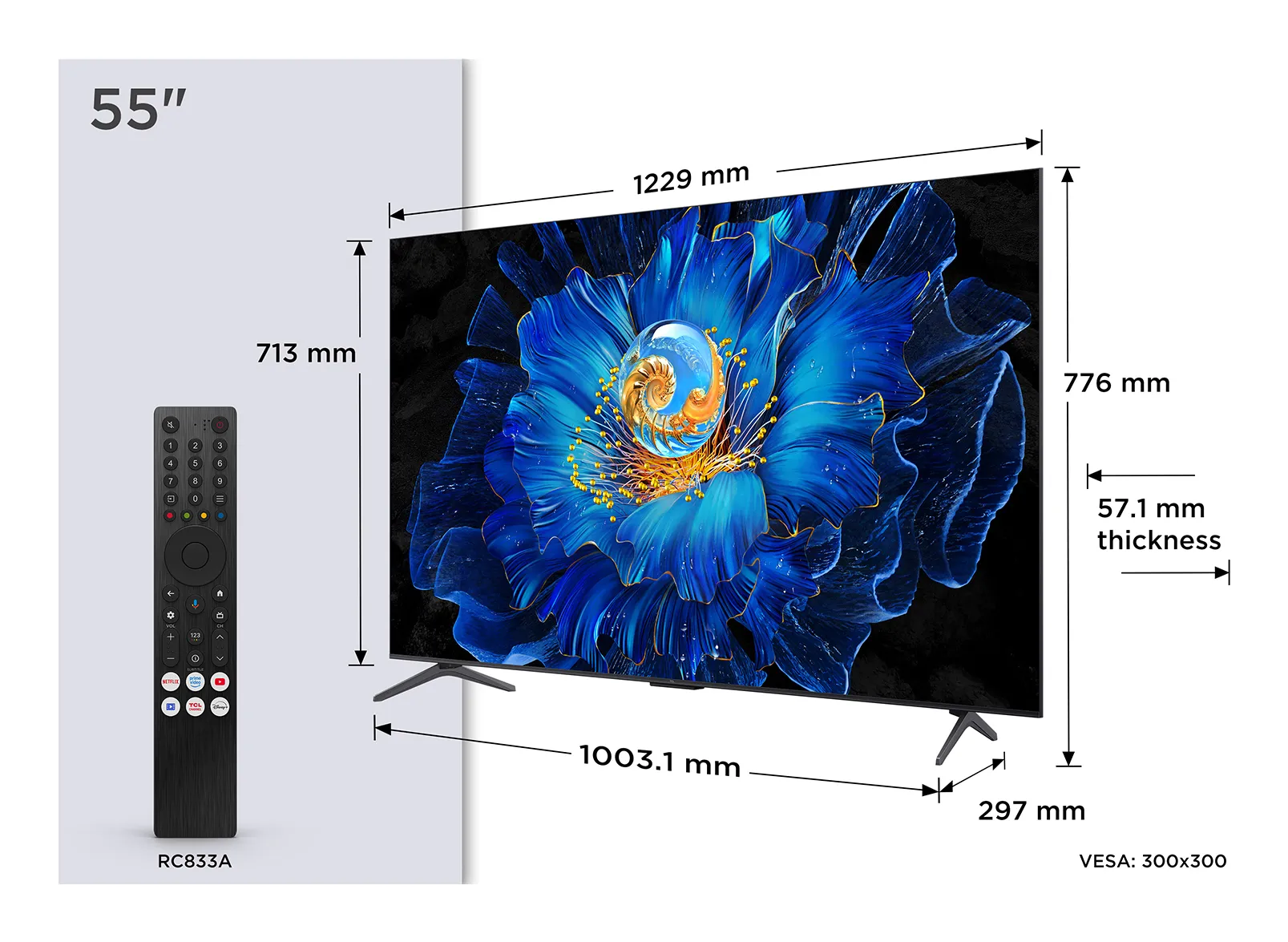 TCL 55C6KS 55" 4K QD Mini LED Google TV, 60Hz, Dolby Vision, Metallic TCL 55C6KS 55" 4K QD Mini LED Google TV, 60Hz, Dolby Vision, Metallic
