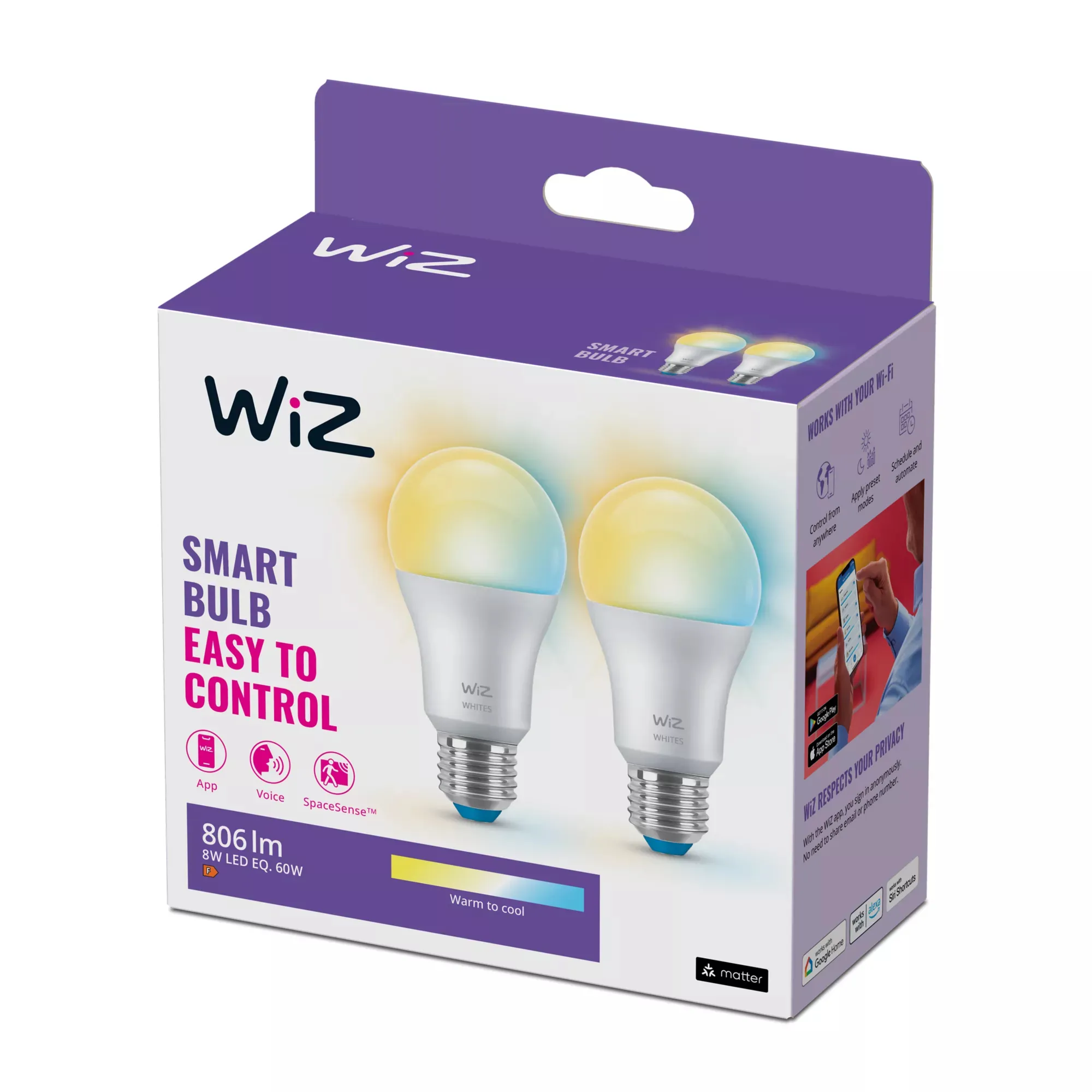 WiZ tunable white E27 - smart lampa, 2st
