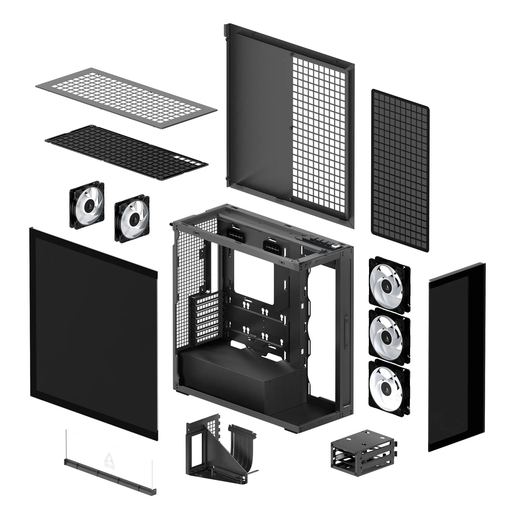 Arctic Xtender VG 5x A-RGB Fans E-ATX - mid case with window, Mirror Black