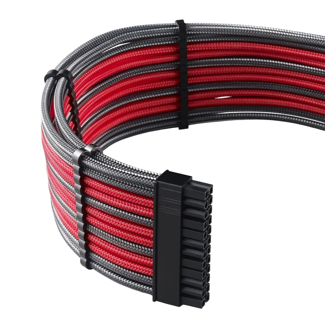 CableMod PRO ModMesh Cable Extension Kit - jatkokaapelisarja, hiilenharmaa / punainen
