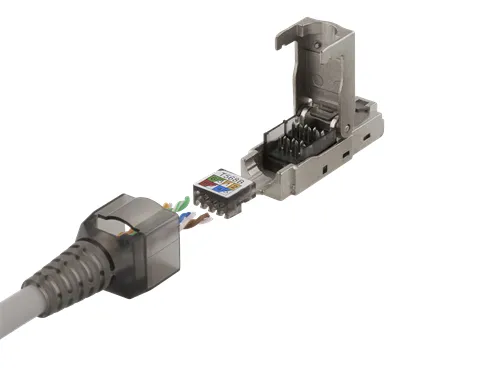 DELTACO RJ45 kontaktdon Cat6A, skärmad, verktygsfri, metall