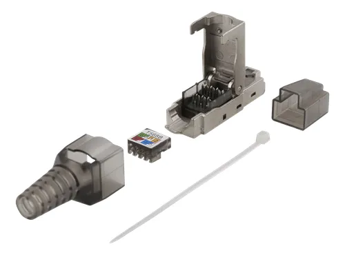 DELTACO RJ45 kontaktdon Cat6A, skärmad, verktygsfri, metall