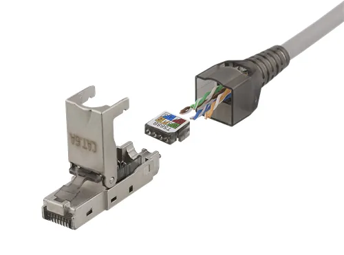 DELTACO RJ45 kontaktdon Cat6A, sk&auml;rmad, verktygsfri, metall