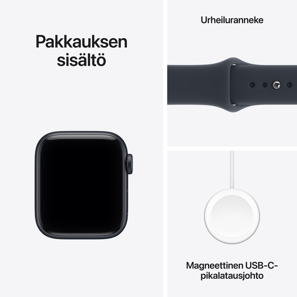 Apple Watch SE 3 (GPS + Cellular) 40 mm keskiy&ouml;nsininen alumiinikuori ja musteensininen urheiluranneke, M/L