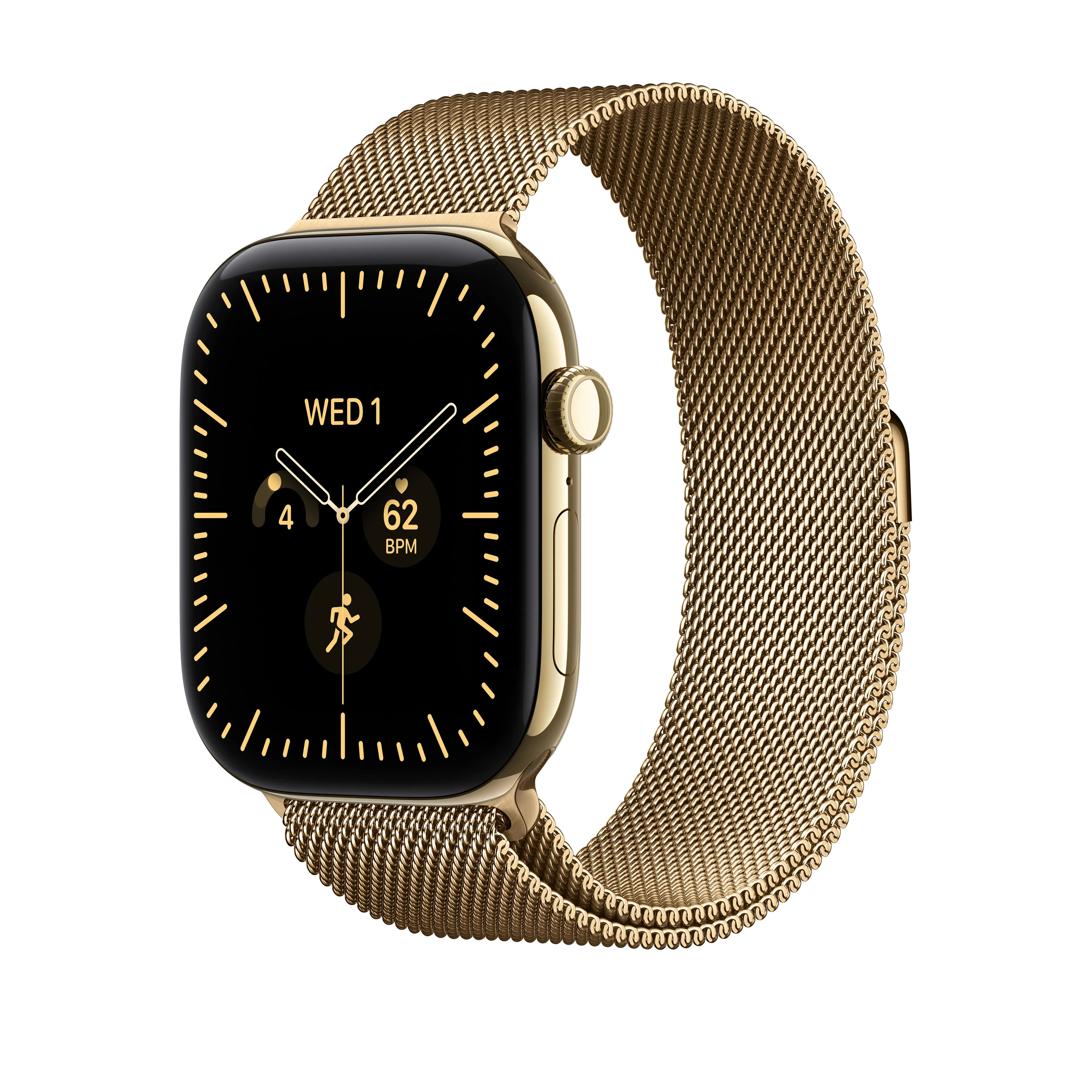 Apple Watch 46 mm milanesisk loop, skinande guld, S/M