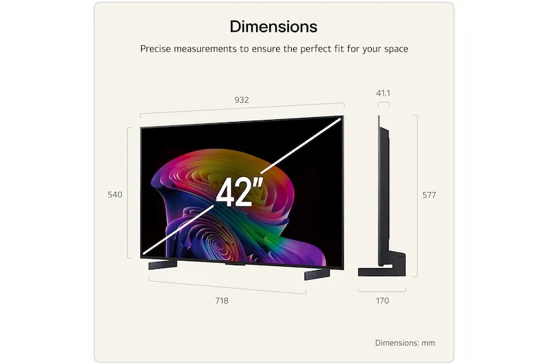 LG OLED42C64LA 42" 4K webOS TV, 120Hz, Dolby Vision IQ, Dolby Vision, HDR10, HLG