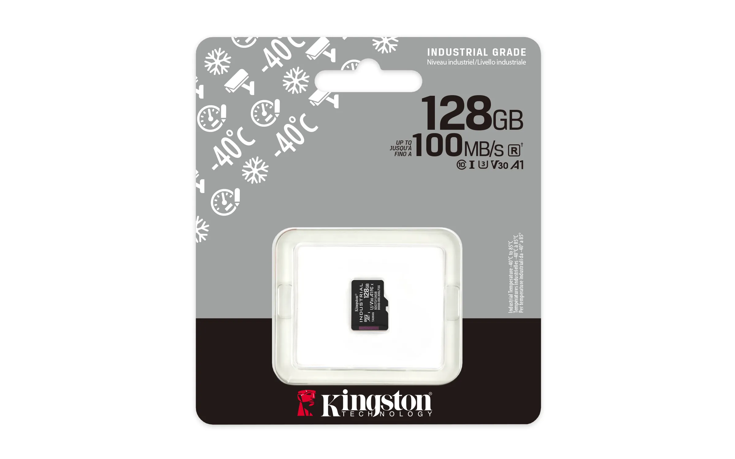 Kingston Industrial 128 GB MicroSDXC UHS-I U3 V30 A1 kort, svart