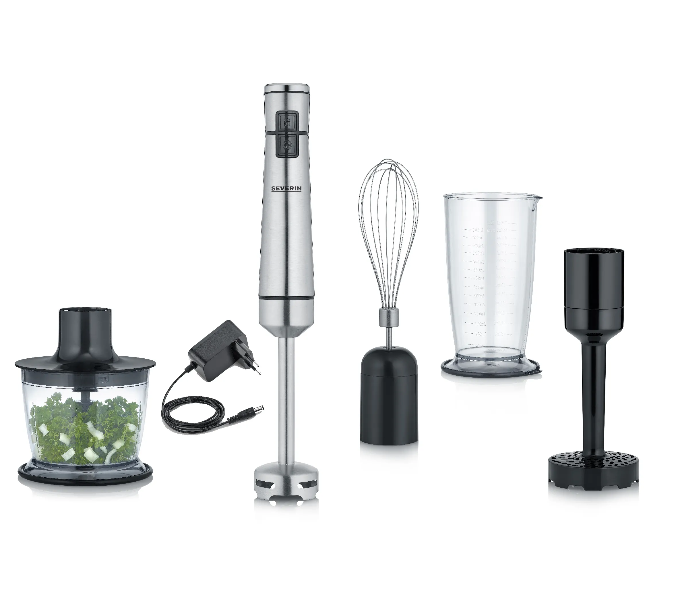 SEVERIN SM 3775 100W 0.7L Hand Blender Kit, Black / stainless steel