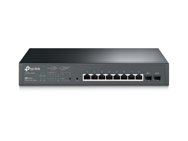 TP-LINK 8-Port Gigab. Desktop PoE Smart Switch 8 Gigabit RJ45 ports including 2 SFP ports 802.3af/at 116W PoE power supply Tag-based
