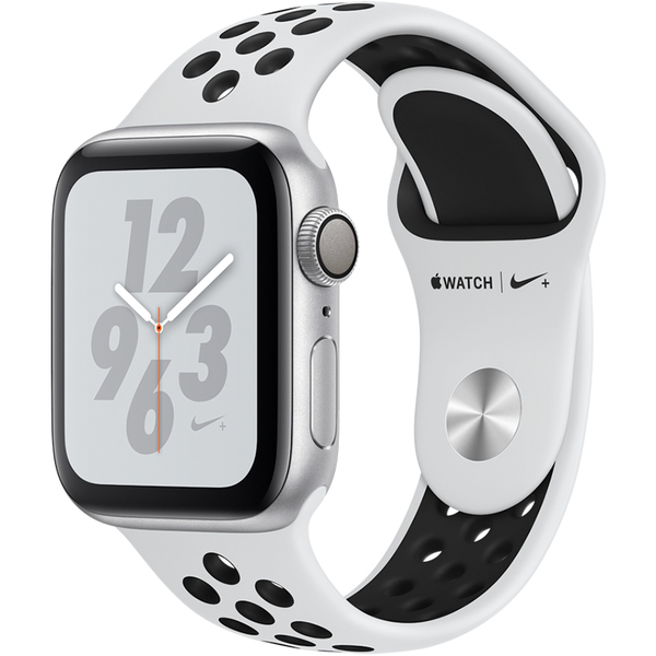 Apple&nbsp;Watch Nike+ Series&nbsp;4 GPS, 44mm Silver Aluminium Case with Pure Platinum/Black Nike Sport Band