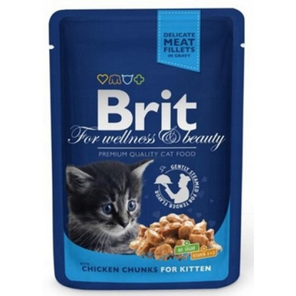 Brit Premium Cat Kitten Chicken in Sauce, Wet food for cats, 100g