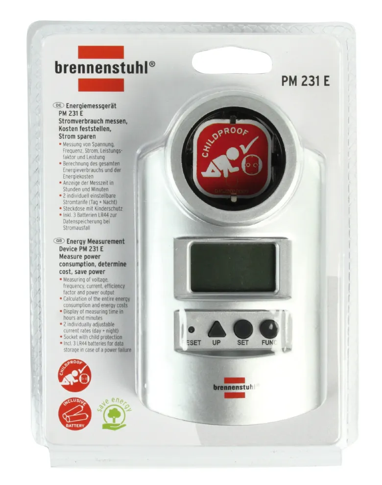 Brennenstuhl s&auml;hk&ouml;mittari, virrankulutusmittari, voltti/watti, hopea