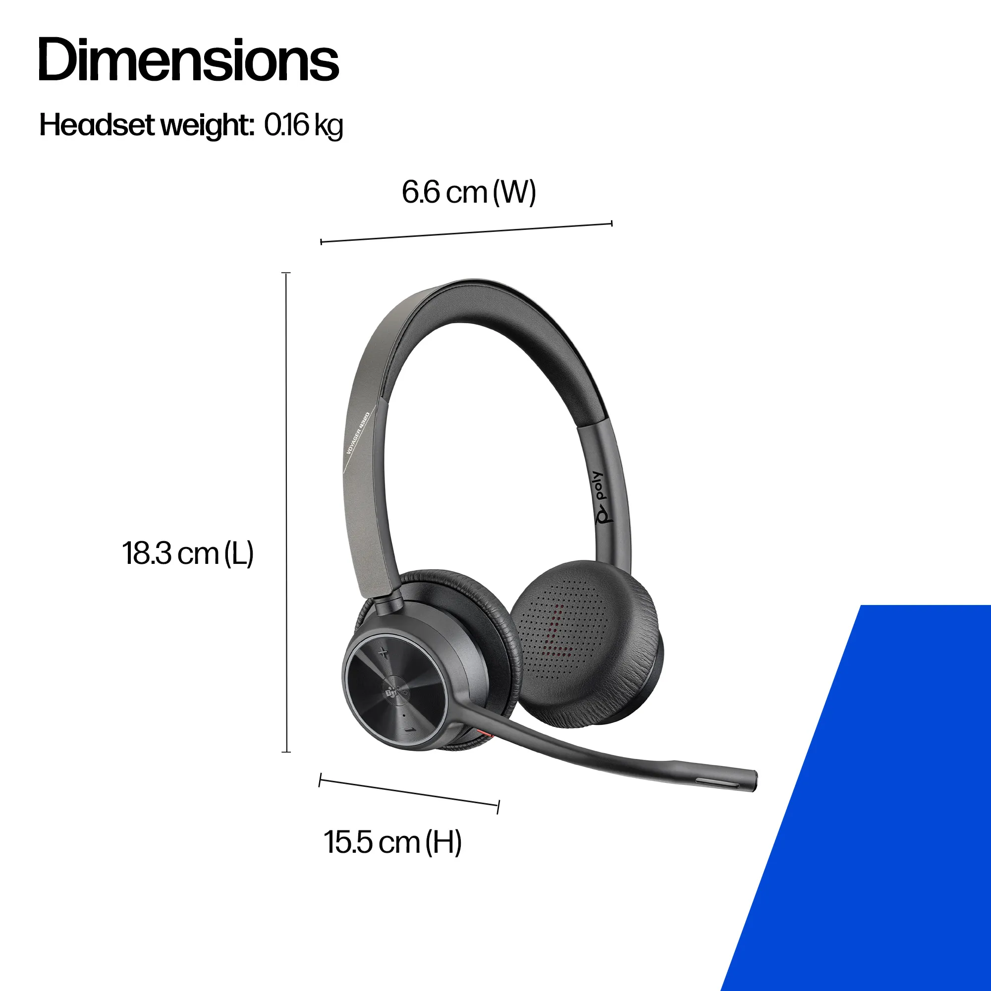 Poly Voyager 4320 UC Wireless Headset, Black