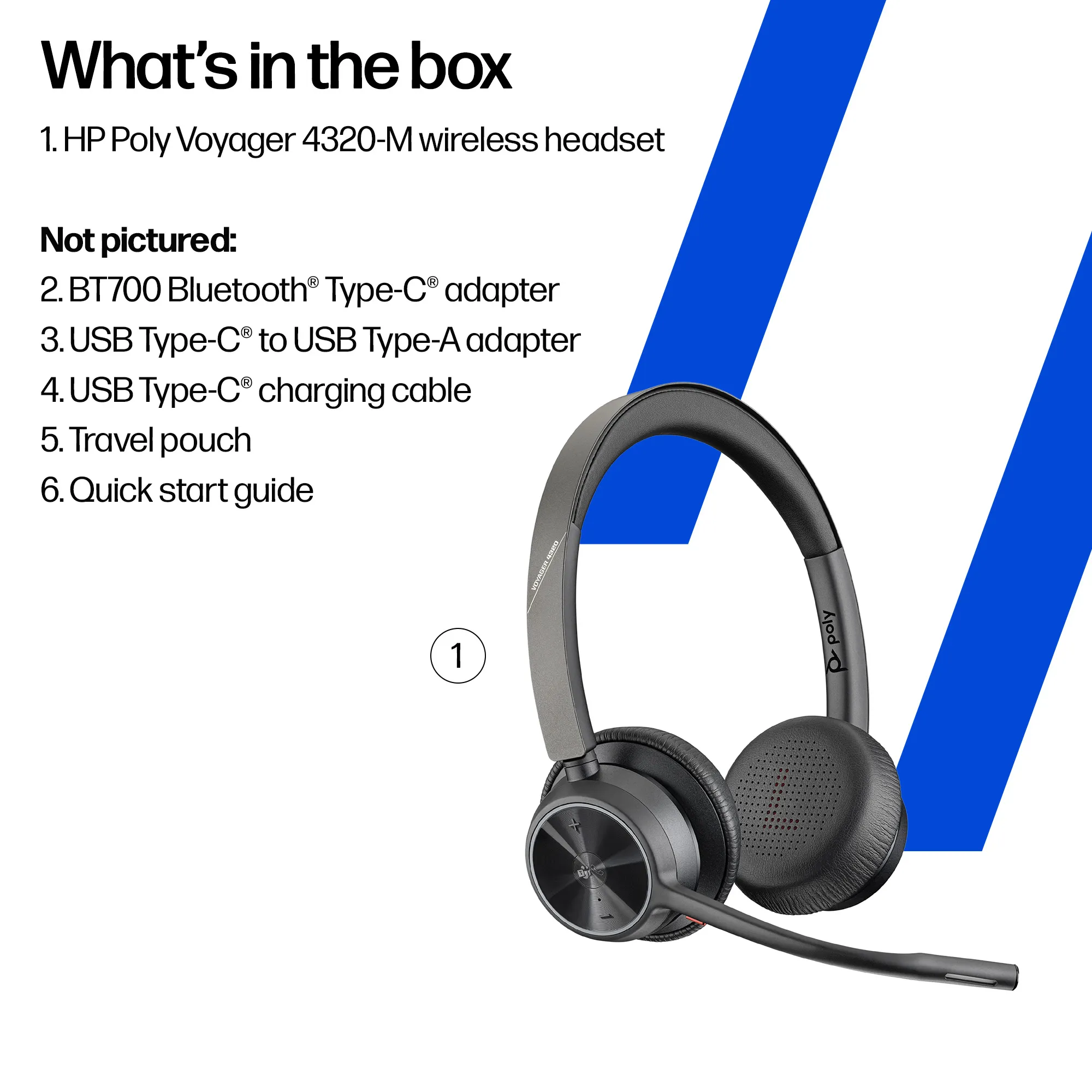 Poly Voyager 4320 UC Wireless Headset, Black