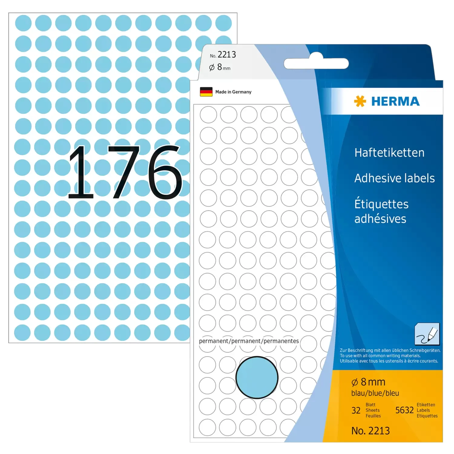 Herma label manual &oslash;8 blue (5632)