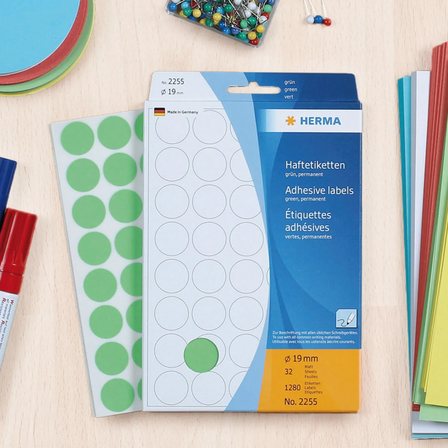 Herma label manual &oslash;8 blue (5632)