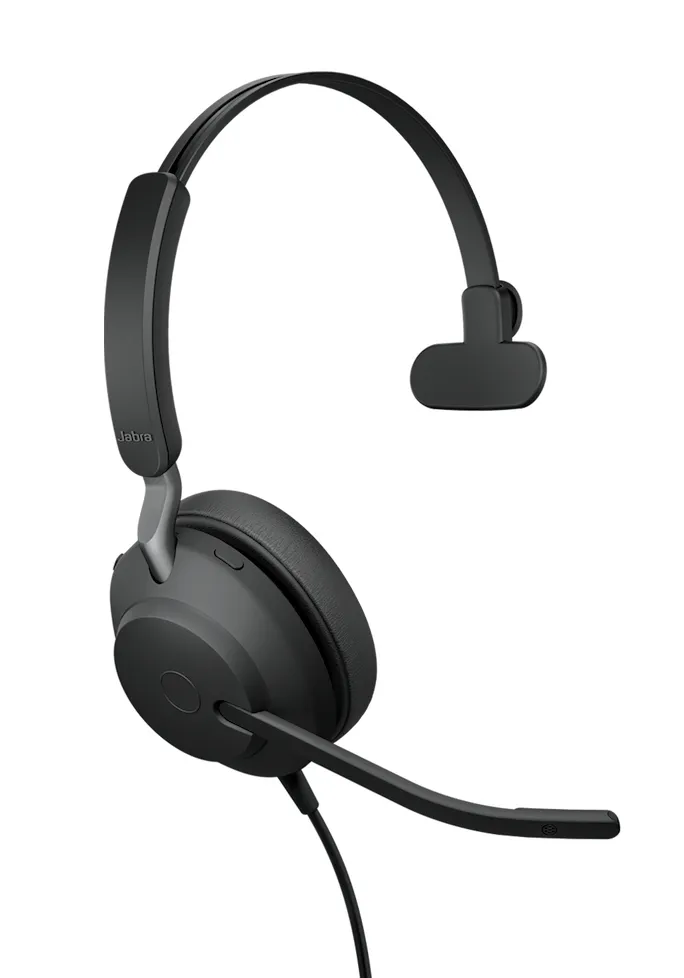 Jabra Evolve2 40 SE UC Mono Headset with USB-A/C adapters, Black