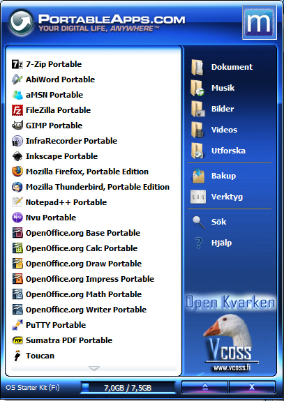 2 GB USB memory stick with preinstalled portable applications for office use