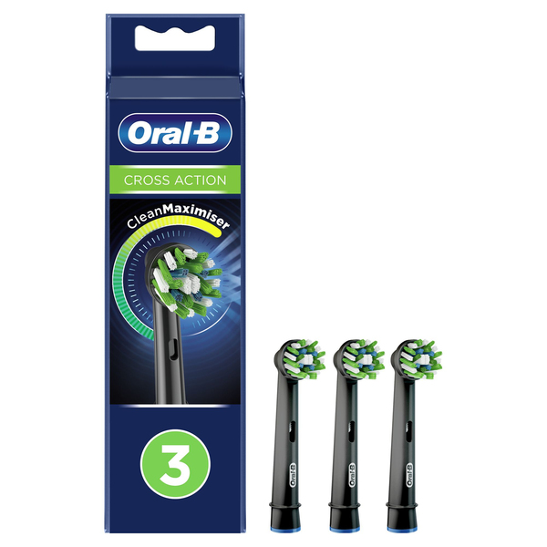 Oral-B CrossAction - Musta vaihtoharja CleanMaximiser-Tekniikalla, 3 Kpl
