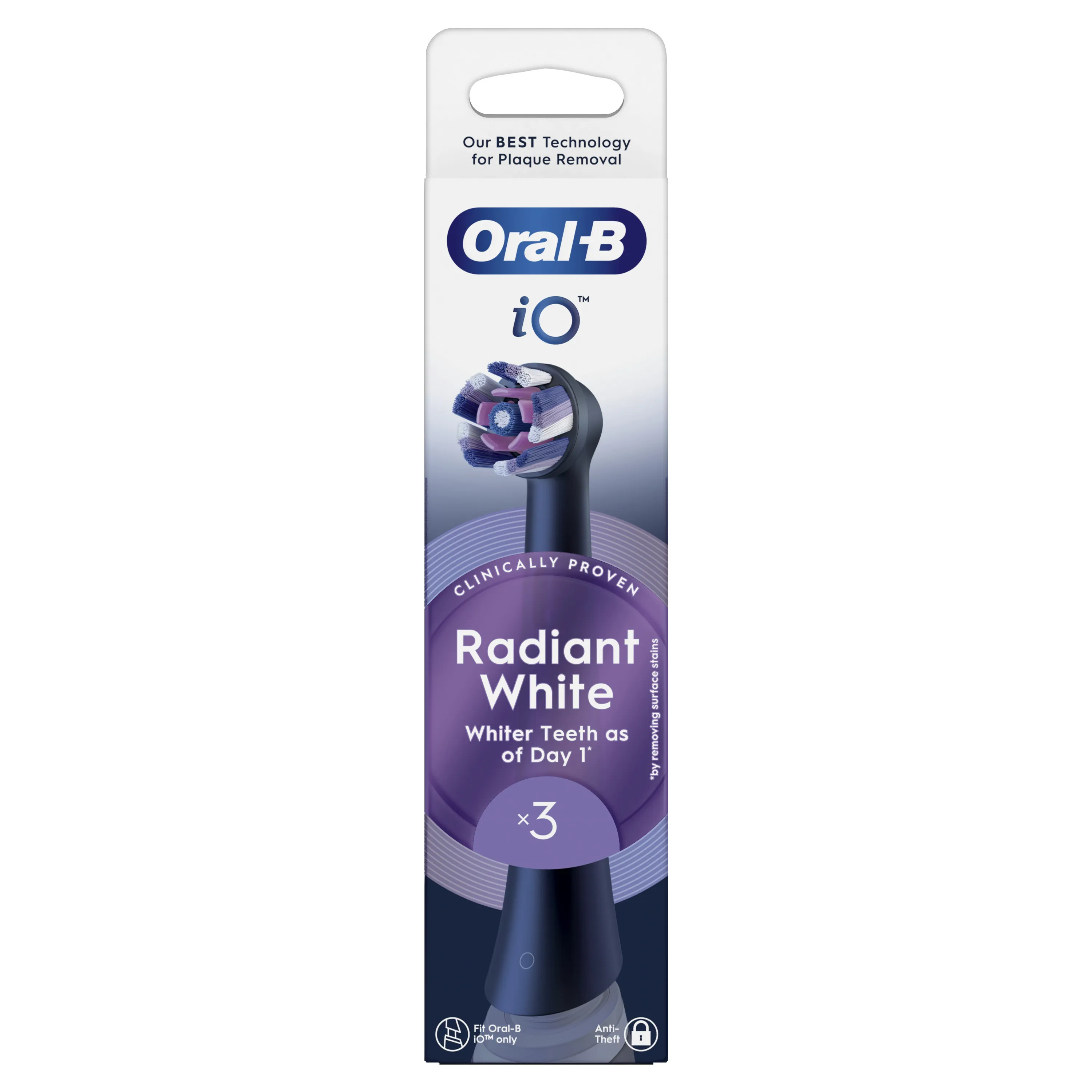 Oral-B iO Radiant White 3 pcs Replacement Toothbrush Heads, Black