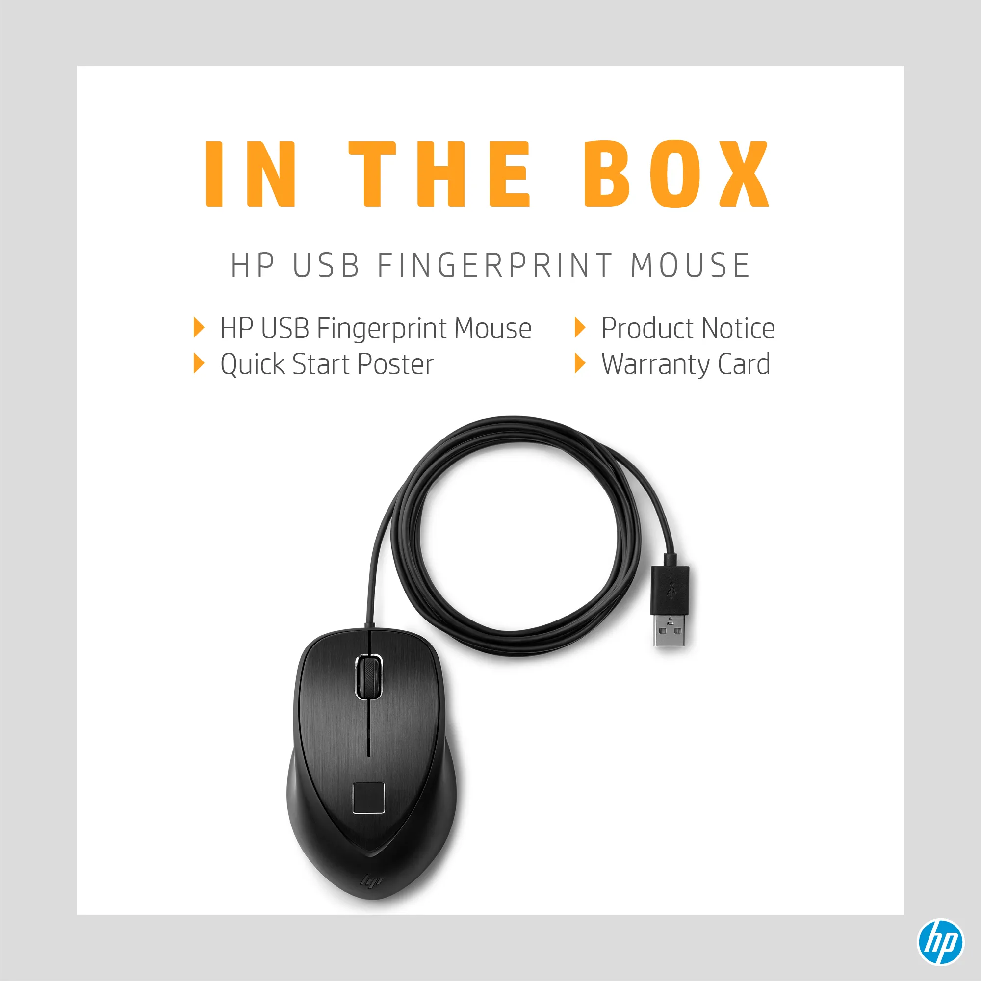 HP USB Fingerprint Mouse -hiiri, Musta