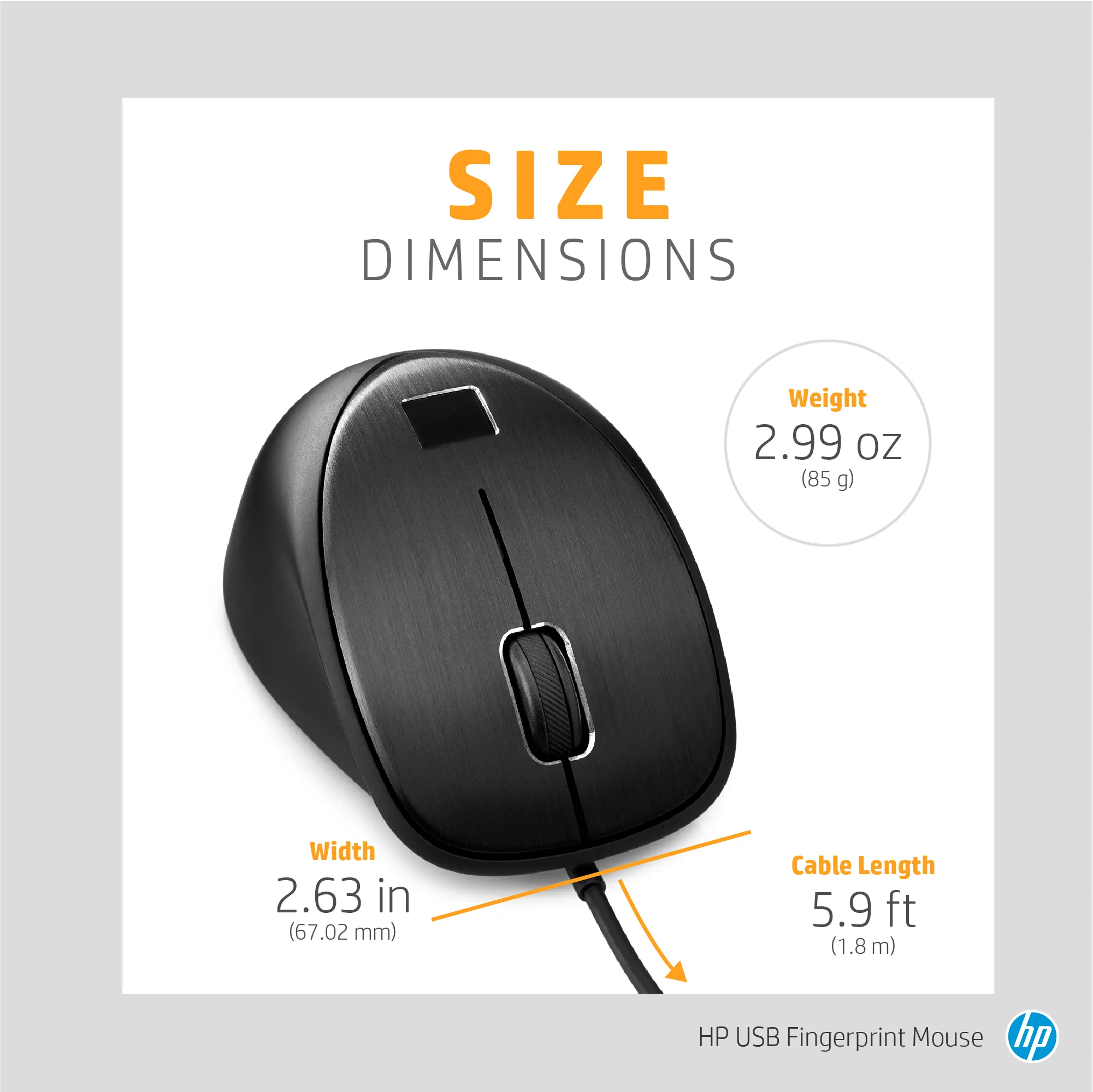 HP USB Fingerprint Mouse -hiiri, Musta