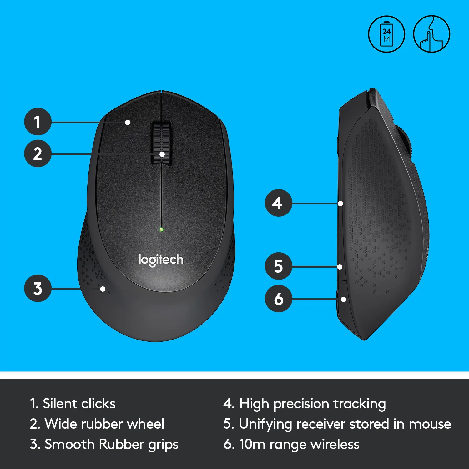 Logitech M330 Silent Plus - wireless mouse, black