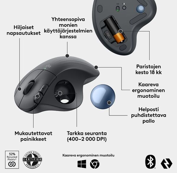 Logitech Ergo M575S - tr&aring;dl&ouml;s trackball, svart
