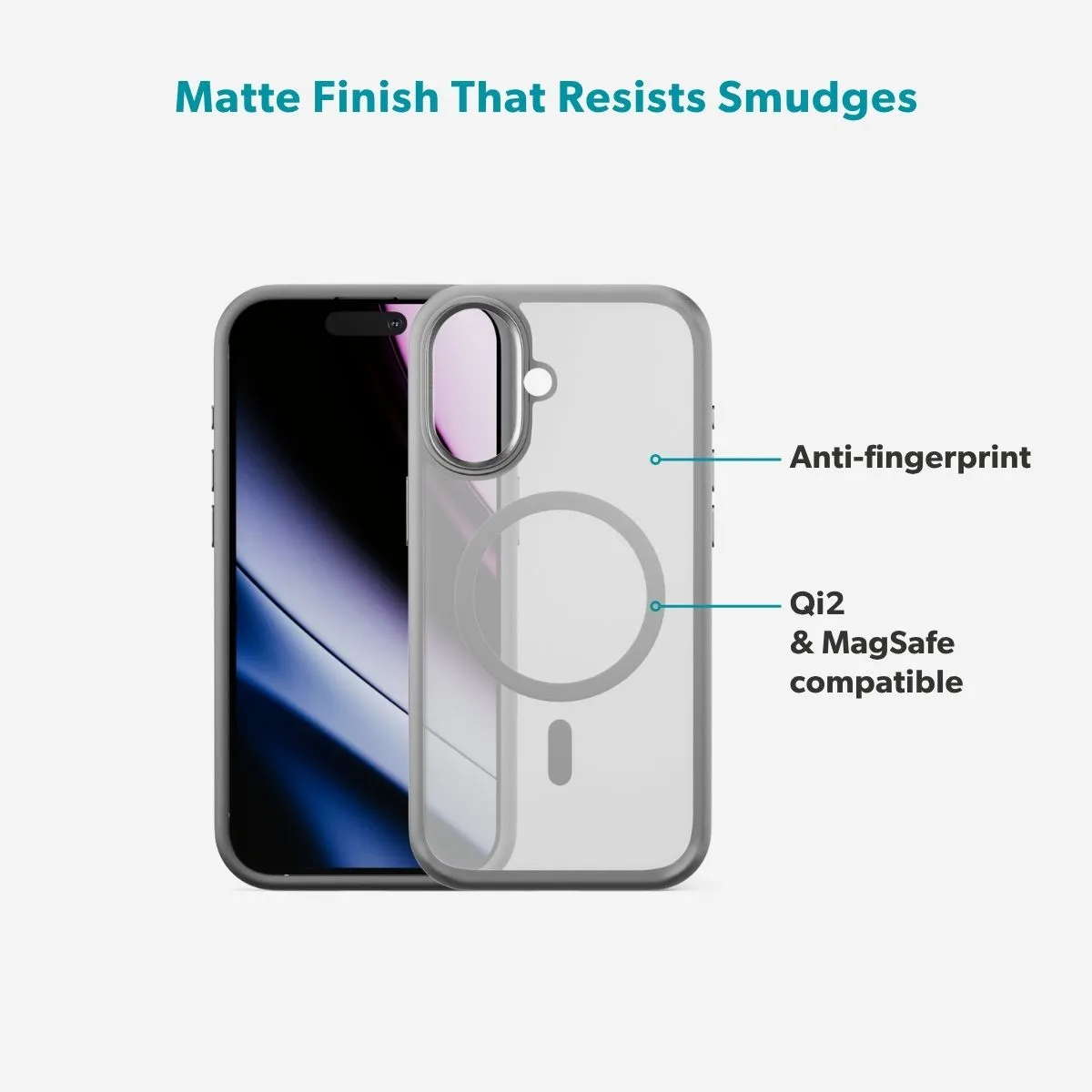 Epico HeroMatte Pro Mag+ Case iPhone 17 Qi2  &amp;  MagSafe Compatible, Grey
