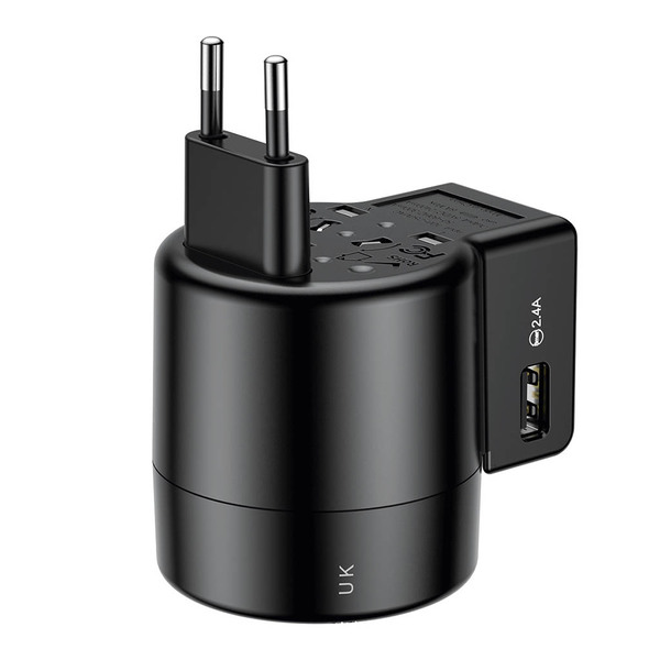 Baseus Rotation Universal Travel Charger, black