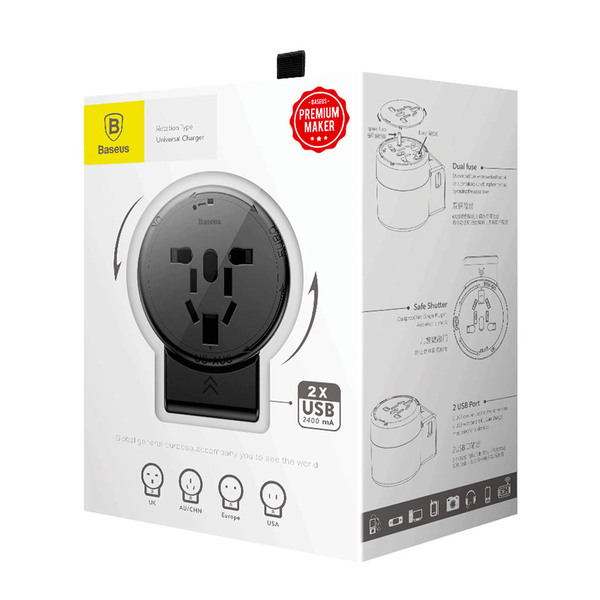 Baseus Rotation Universal Travel Charger, black