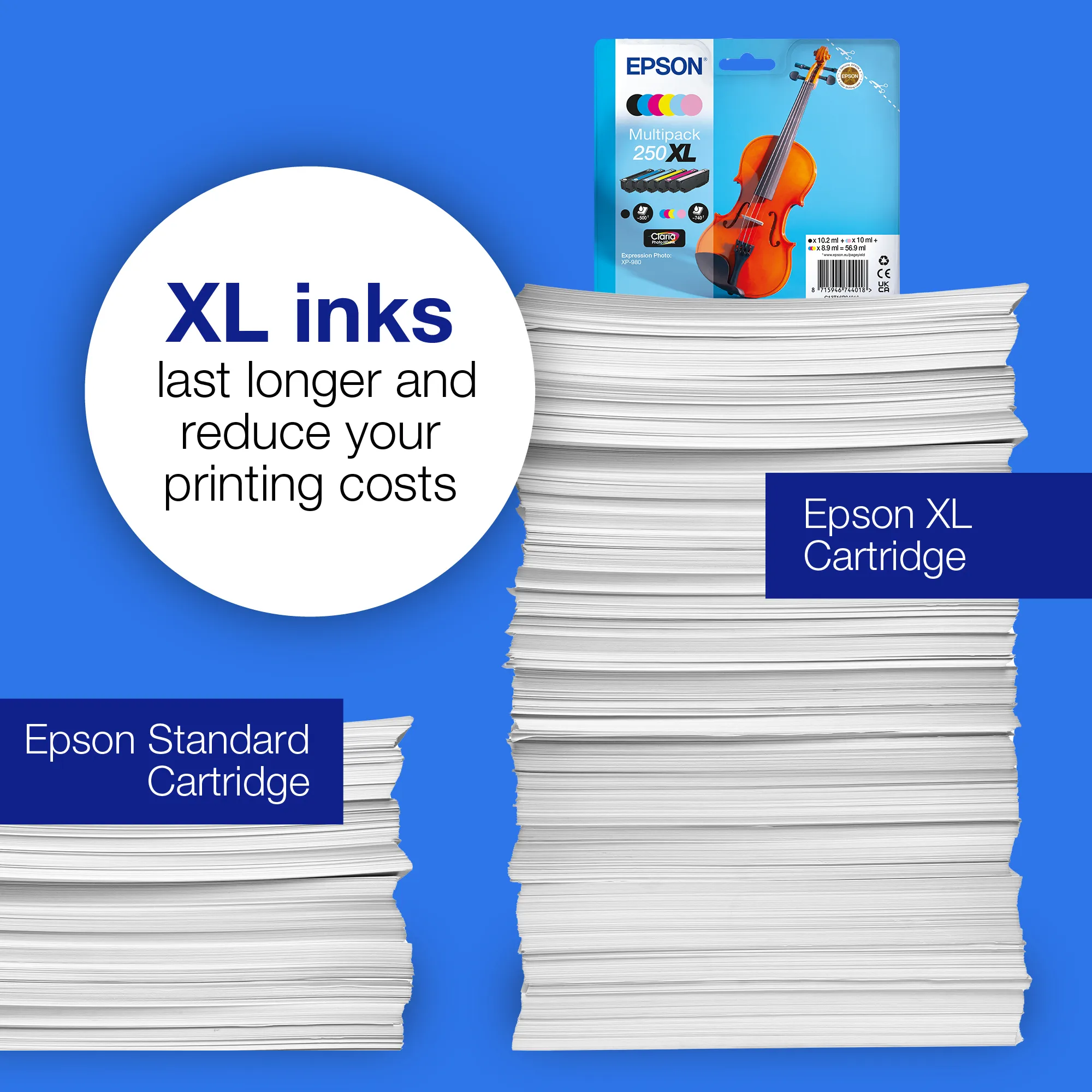 Epson 250XL kit med bl&auml;ckpatroner, svart/gul/cyan/magenta/ljuscyan/ljusmagenta, 6 st