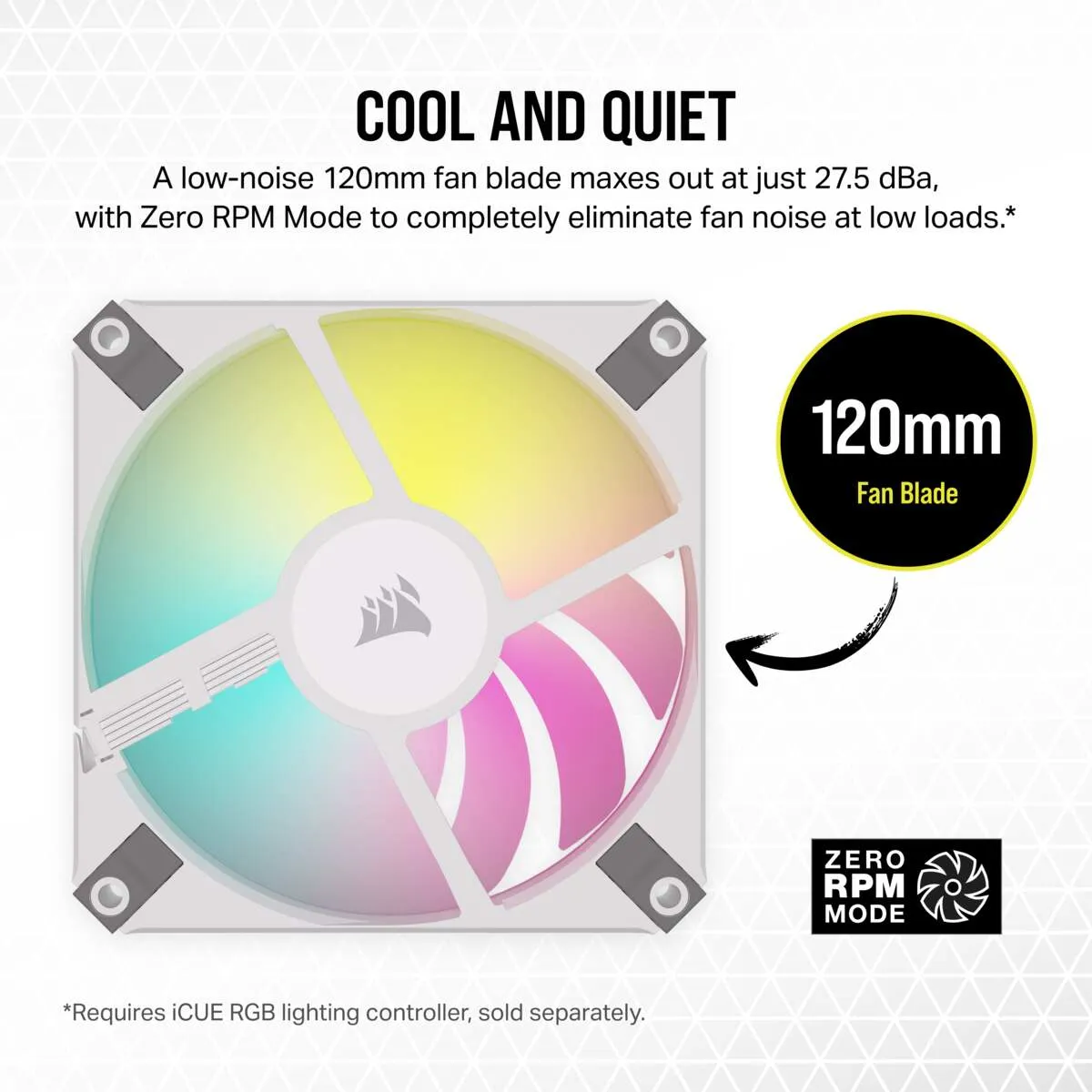Corsair AF120 Slim RGB, 120mm - case fan, white