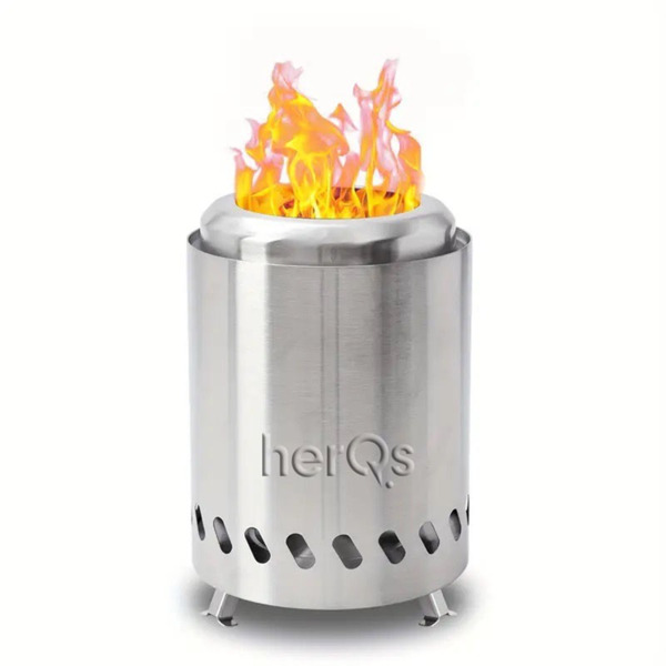 herQs Smokeless FirePit Mini Compact Tabletop Firepit, Stainless Steel