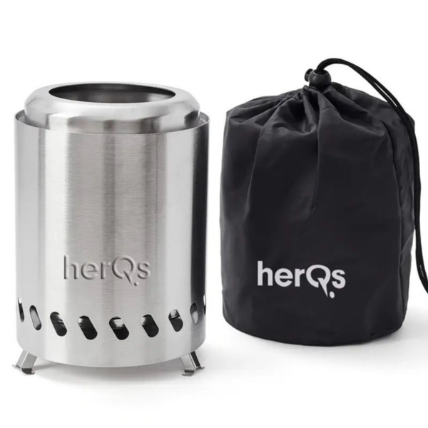 herQs Smokeless FirePit Mini Compact Tabletop Firepit, Stainless Steel