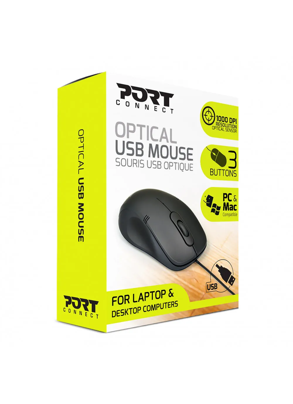 Port Designs PD-900400-PRO Wired Mouse, Black