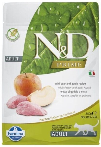 Farmina N&amp;D Prime Boar &amp; Apple, Torrfoder f&ouml;r katt, Adult, 300 g