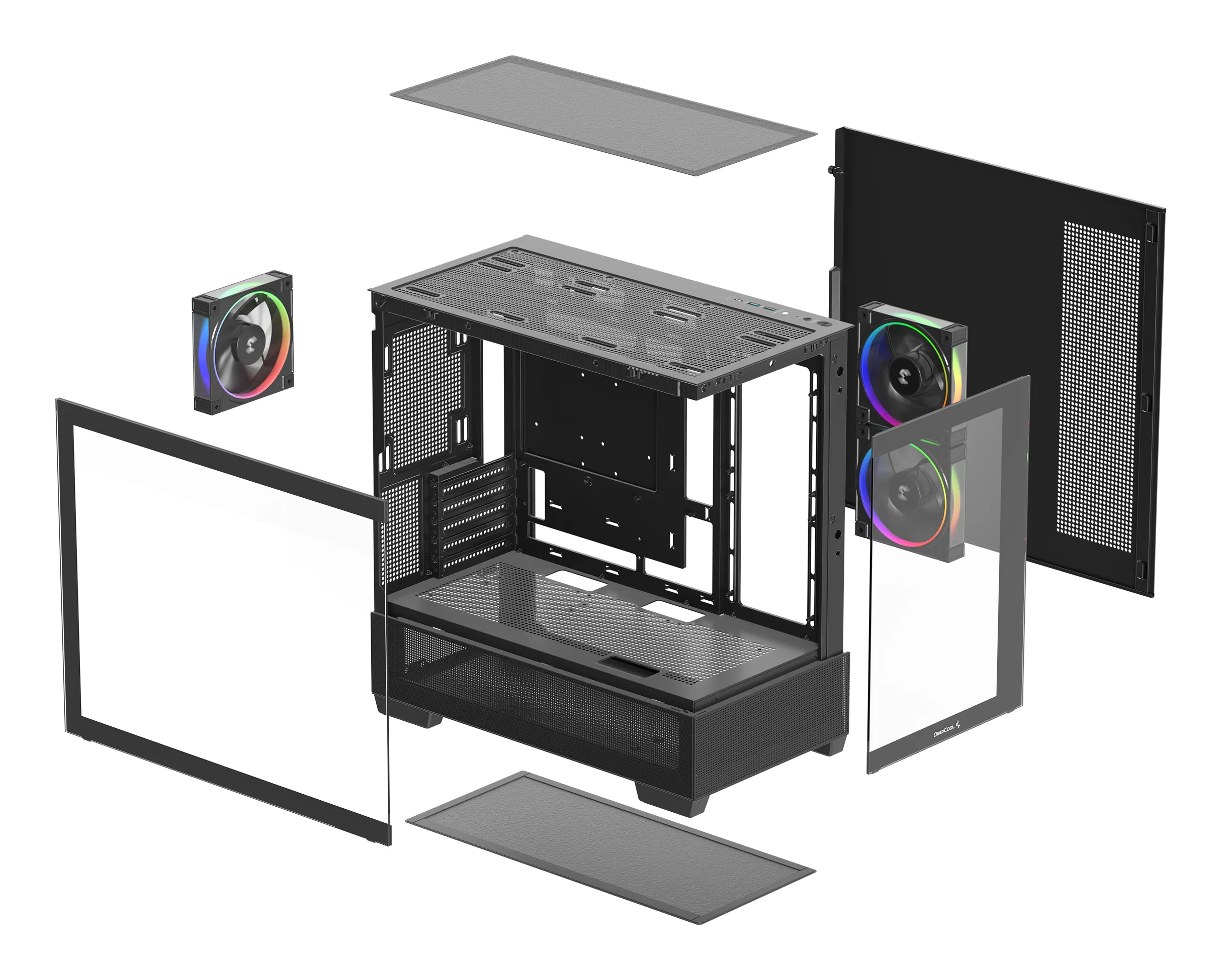 DeepCool CG380 3F-miditornikotelo ikkunalla, RGB-valaistuksella, musta