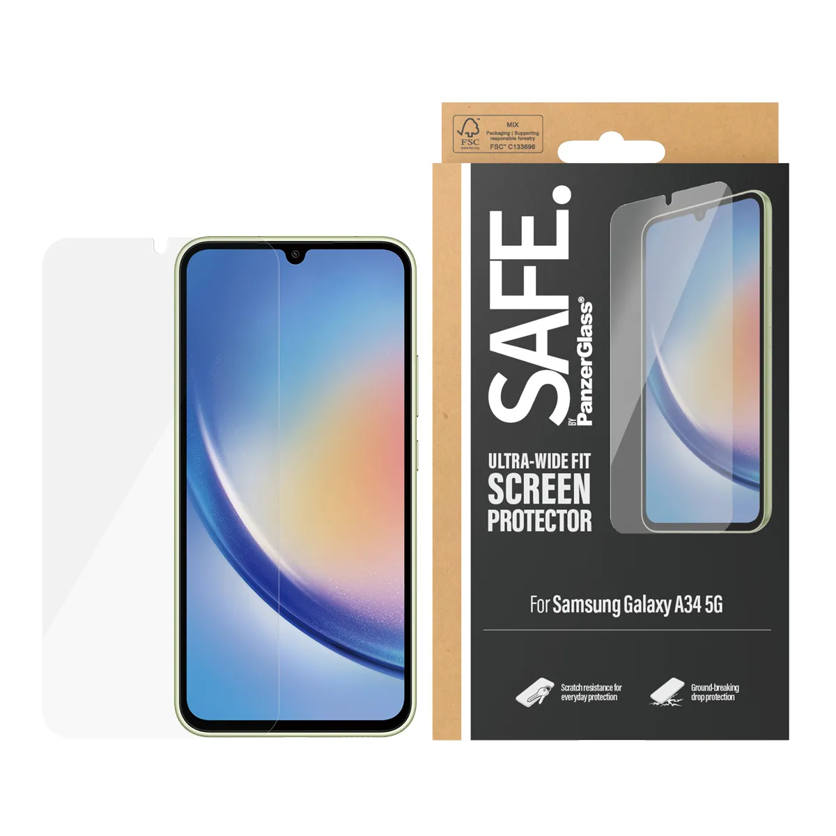 PanzerGlass SAFE Ultra-Wide Fit, Galaxy A34 -panssarilasi