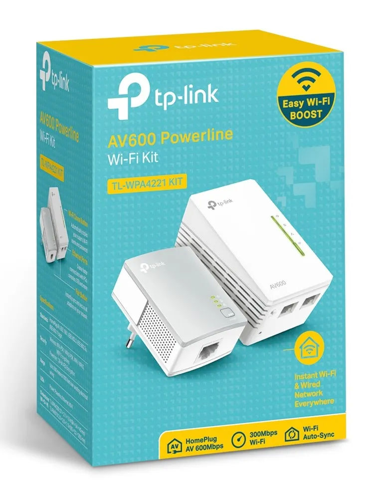 TP-LINK AV600 Powerline Wi-Fi KIT Qualcomm 300Mbps at 2.4GHz 600Mbps Powerline HomePlug AV 2 10/100Mbps Ports Wi-Fi Clone Twin Pack