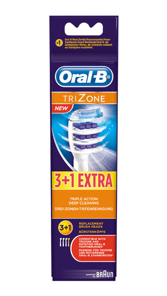 *BRAUN VAIHTOHARJA ORAL-B TRIZONE 3+1. 4 kpl TRIZONE lis&auml;harjoja 3 hinnalla. EB30 3+1 TriZone