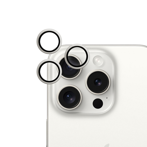 Epico Aluminium Lens, iPhone 15 Pro / 15 Pro Max - Camera Lens Protector, White Titanium