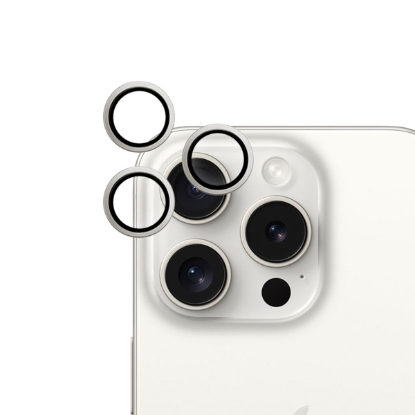 Epico Aluminium Lens, iPhone 15 Pro / 15 Pro Max - Camera Lens Protector, White Titanium