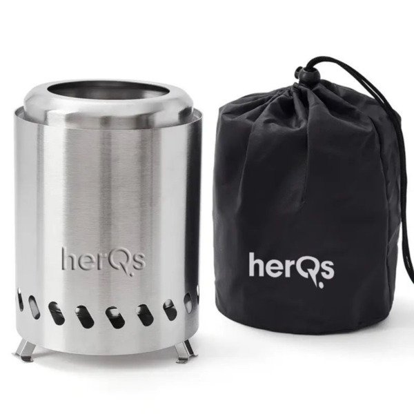 herQs Smokeless FirePit Mini -savuton p&ouml;yt&auml;tulipata, ruostumaton ter&auml;s