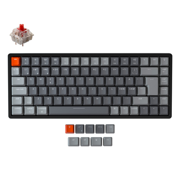 Keychron K2 RGB -langaton pelin&auml;pp&auml;imist&ouml;, Gateron Red, Musta