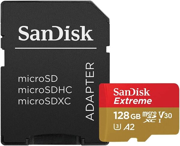 SanDisk Extreme PLUS 128GB MicroSDXC UHS-I U3 V30 A2 card