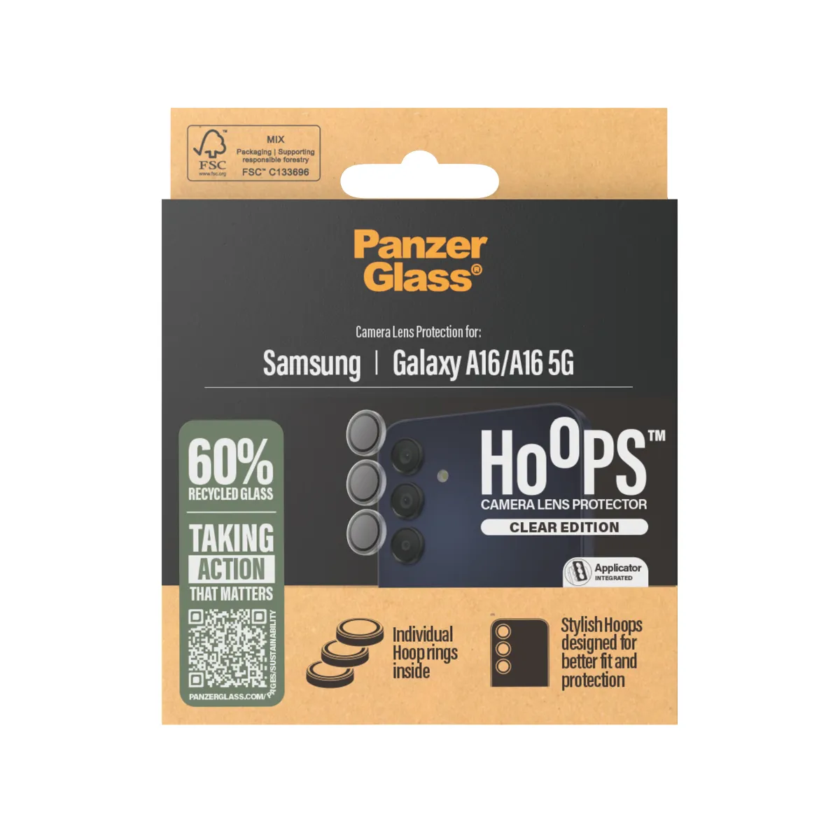 PanzerGlass Hoops Galaxy A15 kameralinsskydd, Transparent